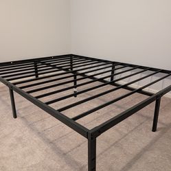 Black 14" Solid Queen Bed Frame with free queen mattress