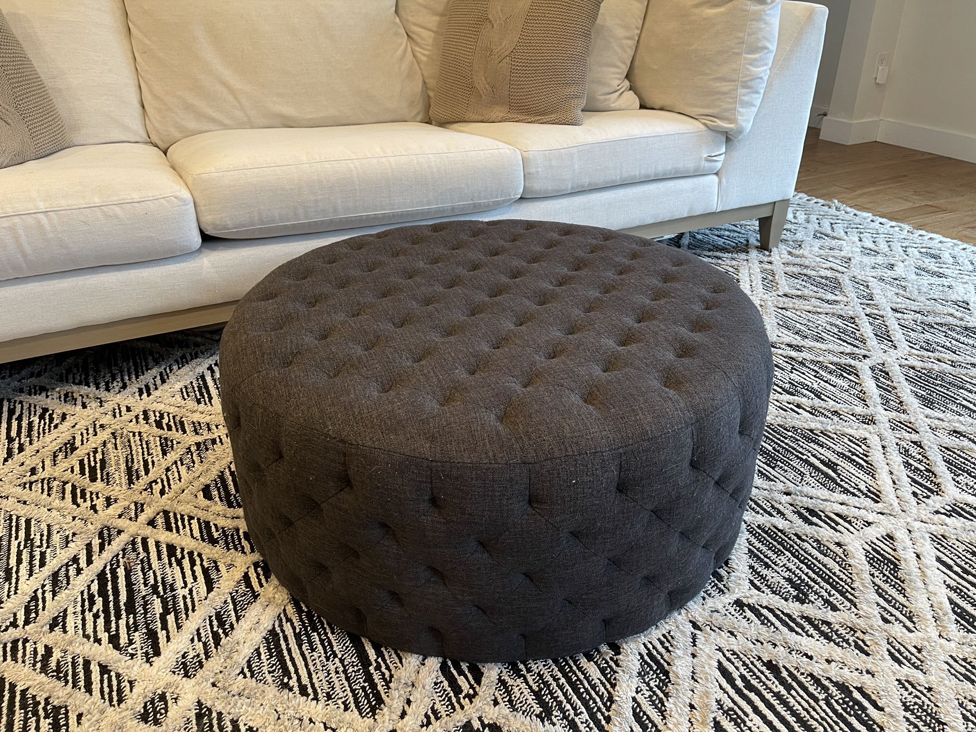 CB2 Tufted Gray Ottoman