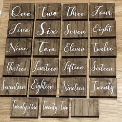 Wedding Table Markers Signs Numbers 