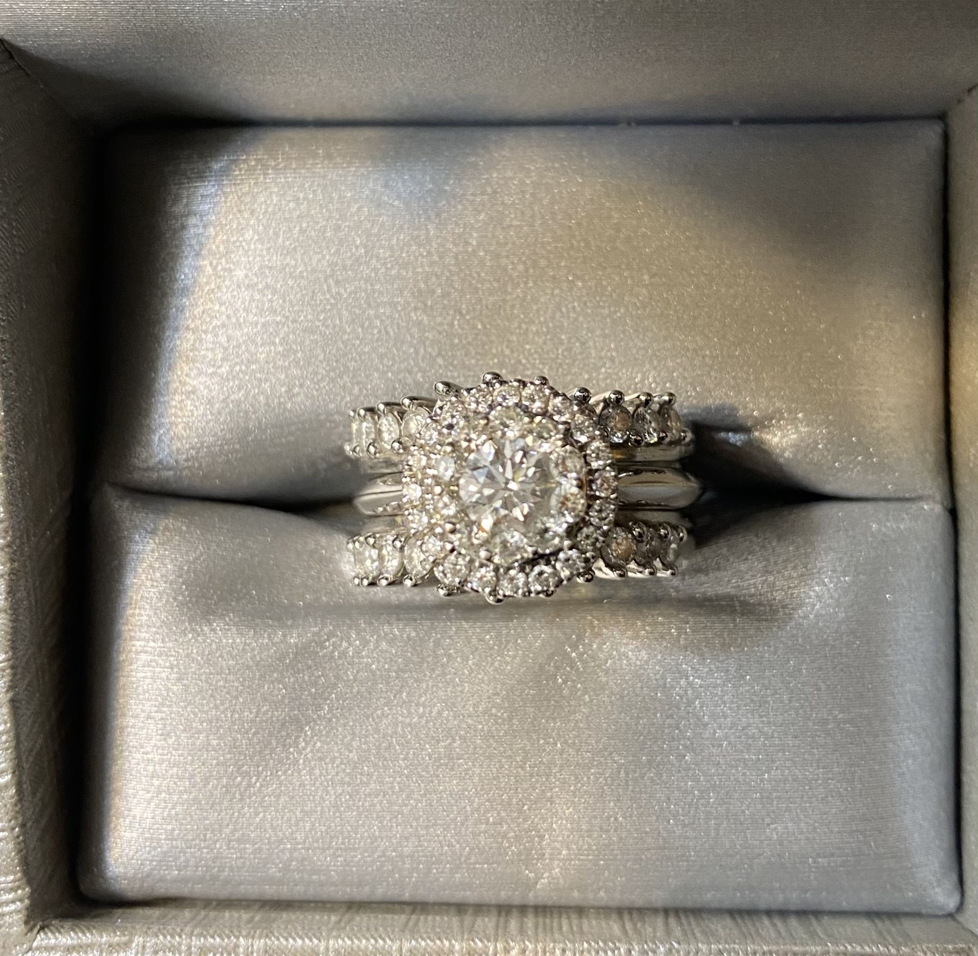 Diamond Engagement Ring With Diamond Guard Wedding Band
