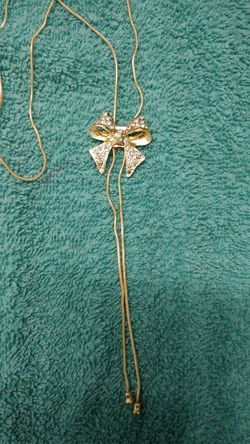 White and Silver Bowtie Charm Necklace