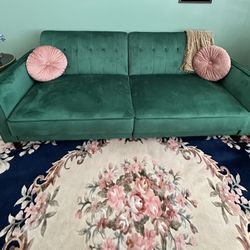 Velvet Upholstered Sleeper Sofa