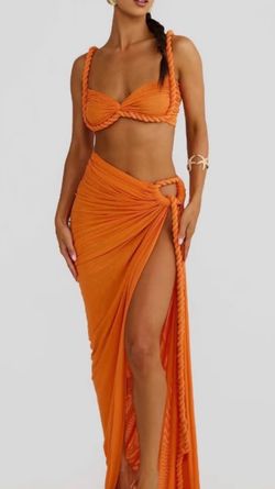 Orange Goddess Beach 2-Piece Set – Bikini Top & Maxi Skirt Cover Up