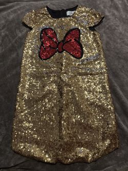 Disney Minnie Mouse Girl’s Gold Sequin Dress - Sz 9/10