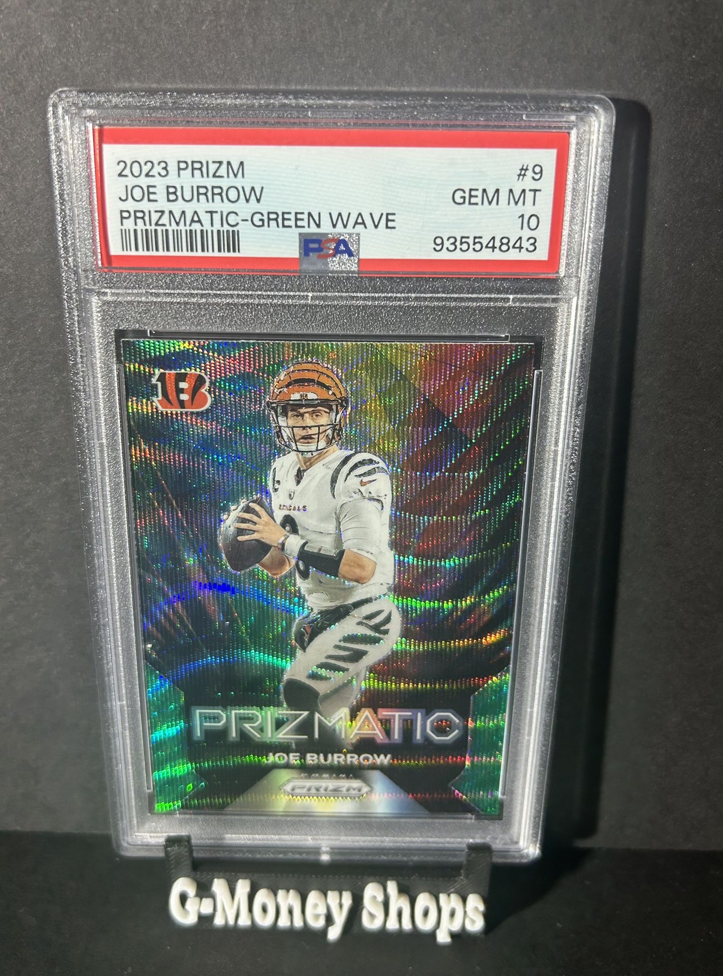 2023 Panini Prizm - Prizmatic Green Wave Prizm #9 Joe Burrow GEM PSA 10
