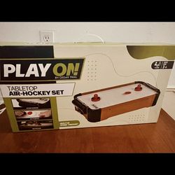 Play On  Battery-Operated Mini Arcade Air Hockey Table With Pucks and Paddles