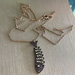 Sterling Silver Fish Bone Necklace 