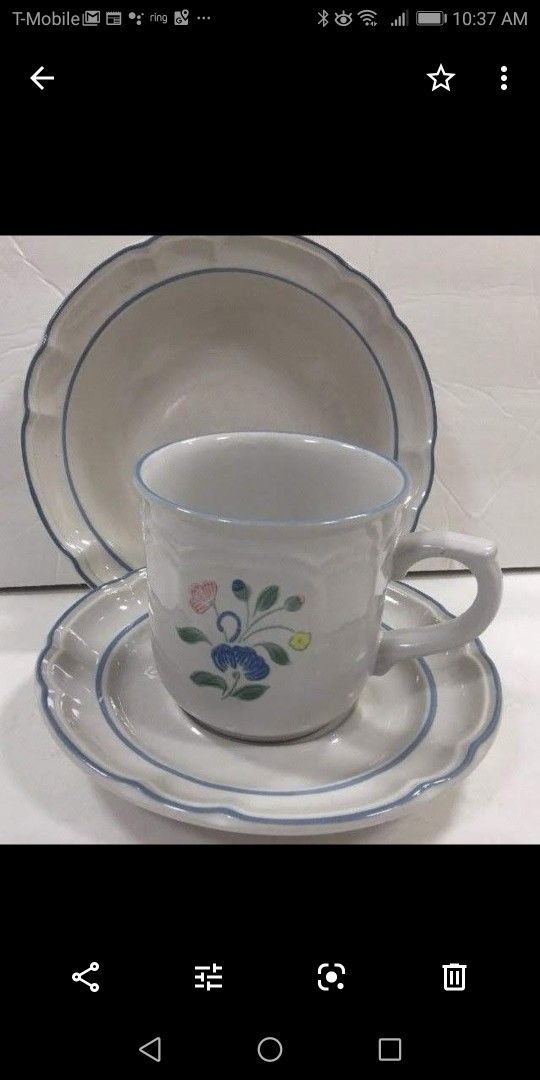Stoneware Cups and Saucers , Hearthside Floral Expressions new