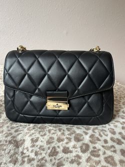 Kate Spade Carey Medium Black Smooth Quilted Leather Flap Shoulder Bag