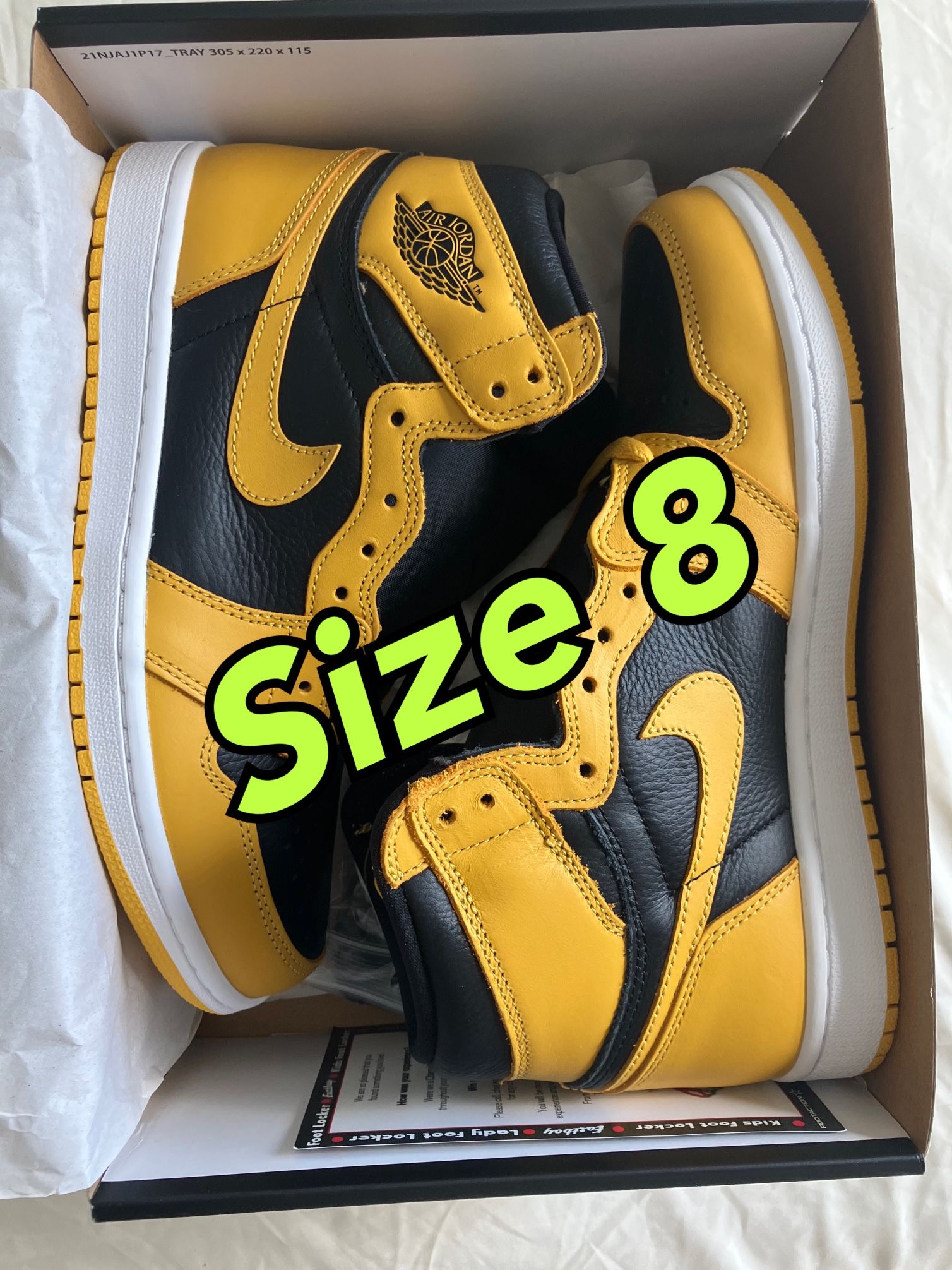 Jordan 1 High Pollen Yellow Size 8
