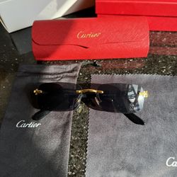 Cartier Buffs Sunglasses Black Lenses With Black Frame 