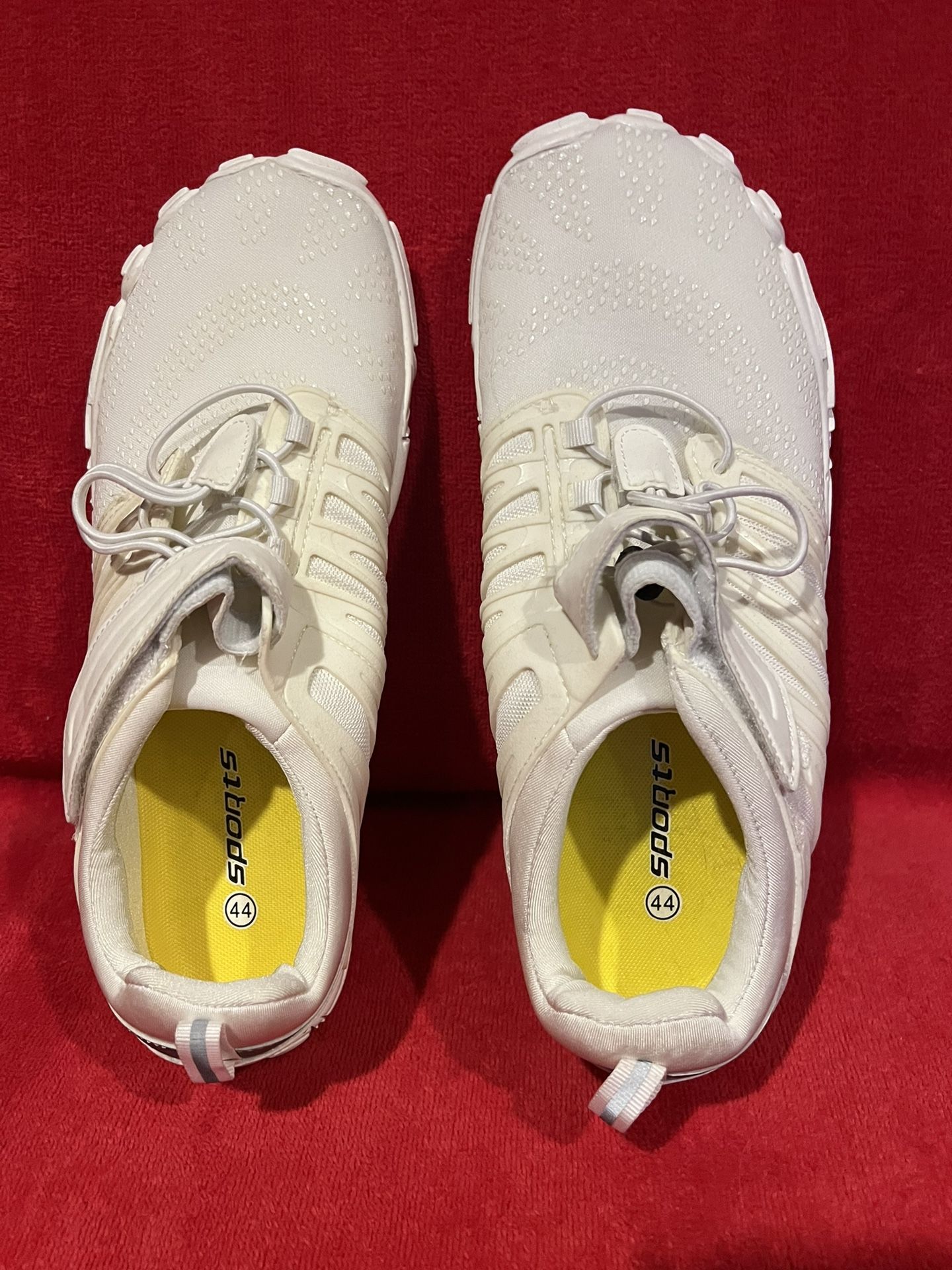 Sports White Drawstring Velcro Barefoot Sneaker Shoe Size 10 (44)