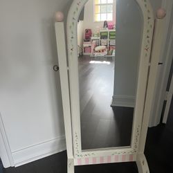 Kids Mirror With Hand Painted Floral Design