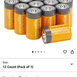 Amazon Basics 12-Pack D Cell Alkaline All-Purpose Batteries, 1.5