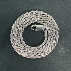 925 Sterling Silver Rope Chain 19” Italian Style Necklace Real Silver Classic Chain 