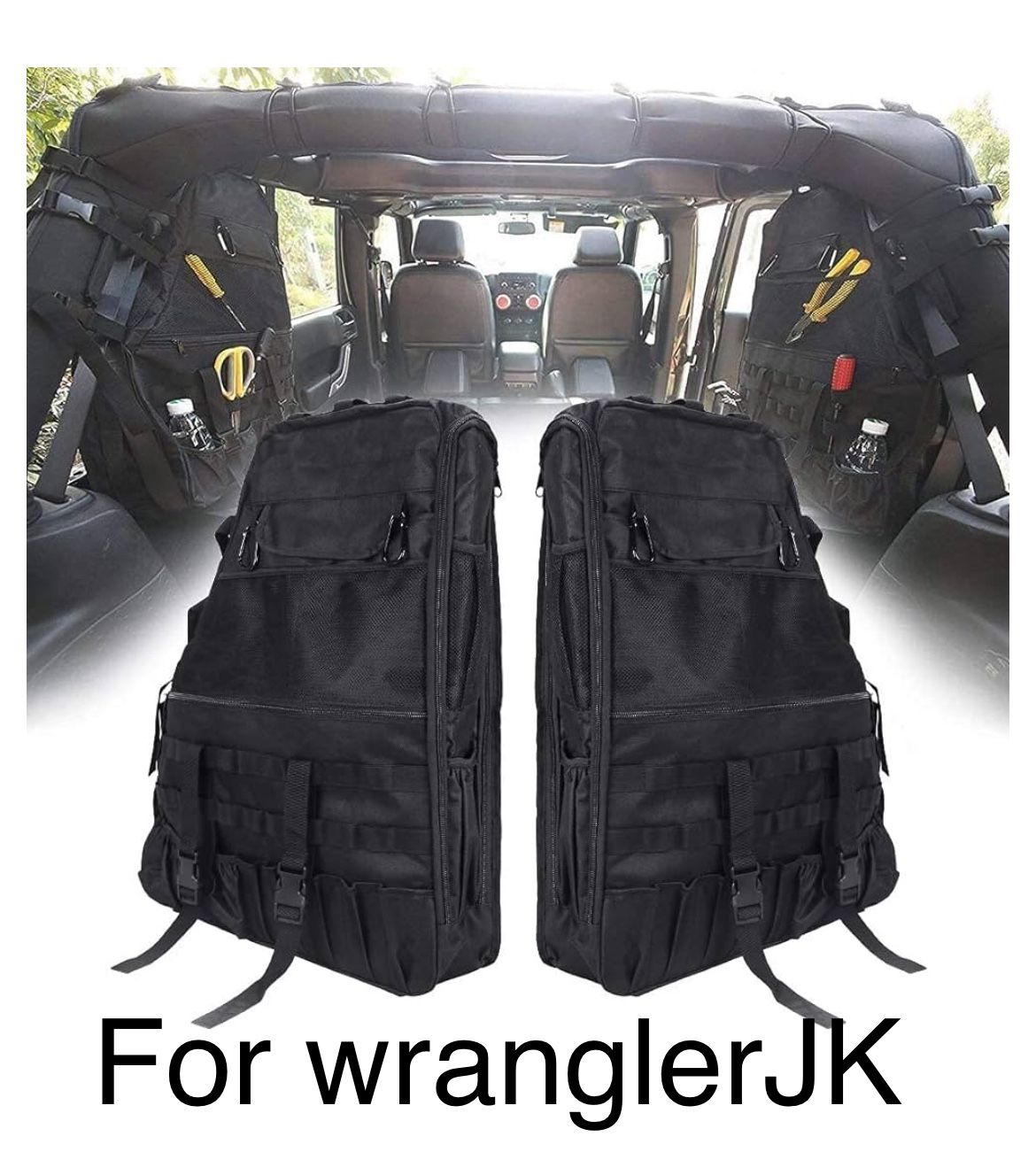 Pair Of Black Storage Bags Fit Jeep Wrangler Jk With 4dr