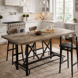 Table Bar  with Metal Footrest, Counter Height Pub Table for Kitchen, Home Bar & Entertaining (Rustic Gray)
Amazon's Choice

