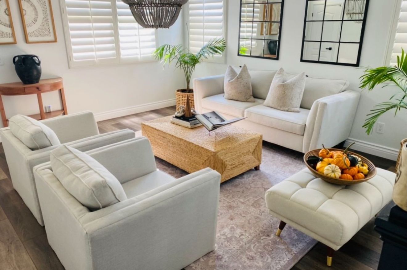 Pottery Barn couch / 2 chairs / ottoman