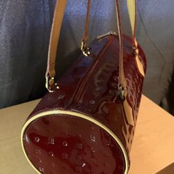 Arcadia Italian Burgundy Embossed Patent Leather Handbag