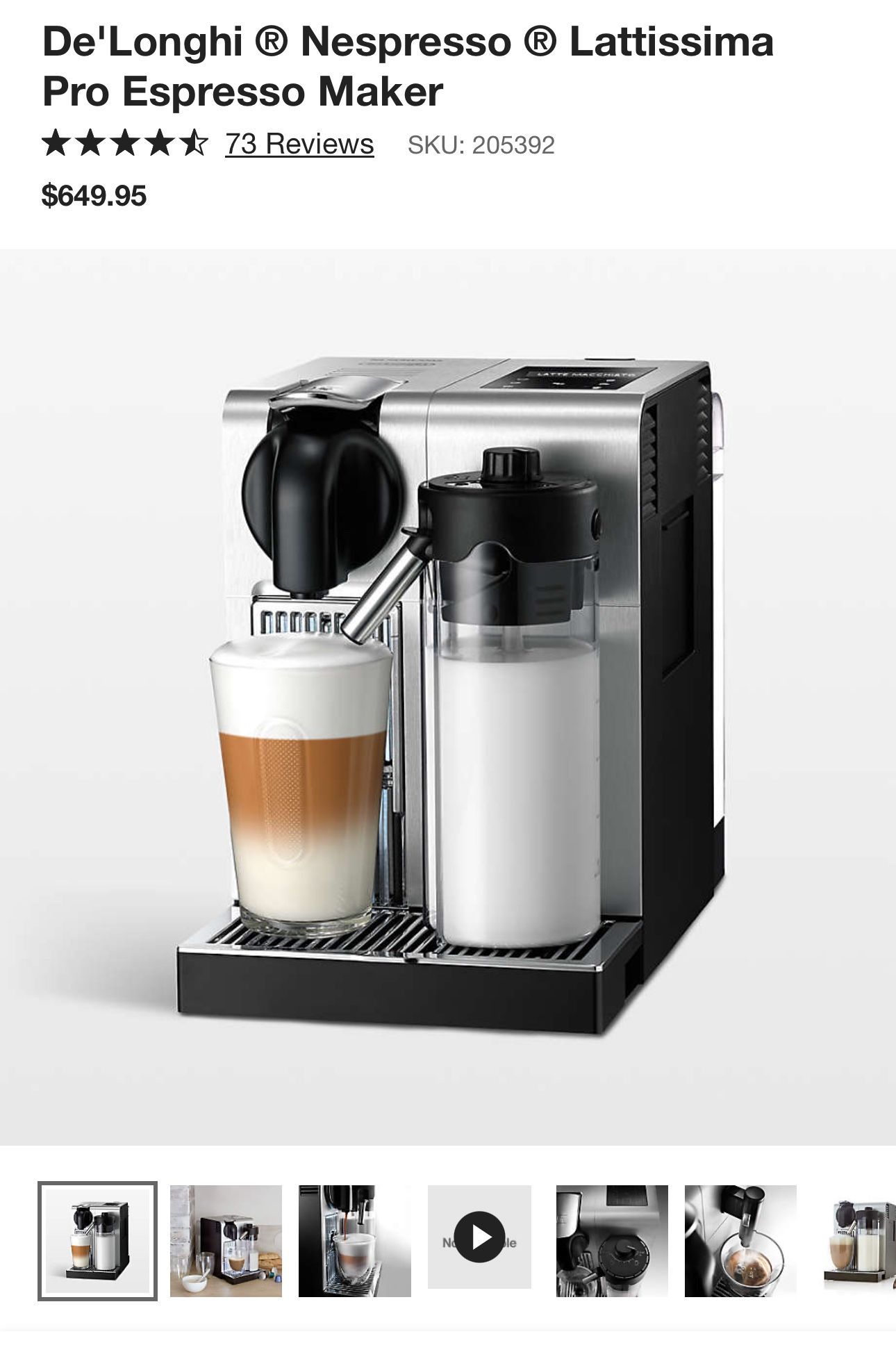 De'Longhi Nespresso Lattissima Pro Espresso Maker Like New