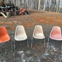 Rare Herman Miller Stackable Fiberglass Chairs 