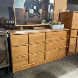 Heywood Wakefield Sculptura Dresser with Mirror