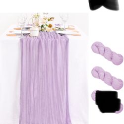 2 PCs Lilac Purple Cheesecloth Table Runner 