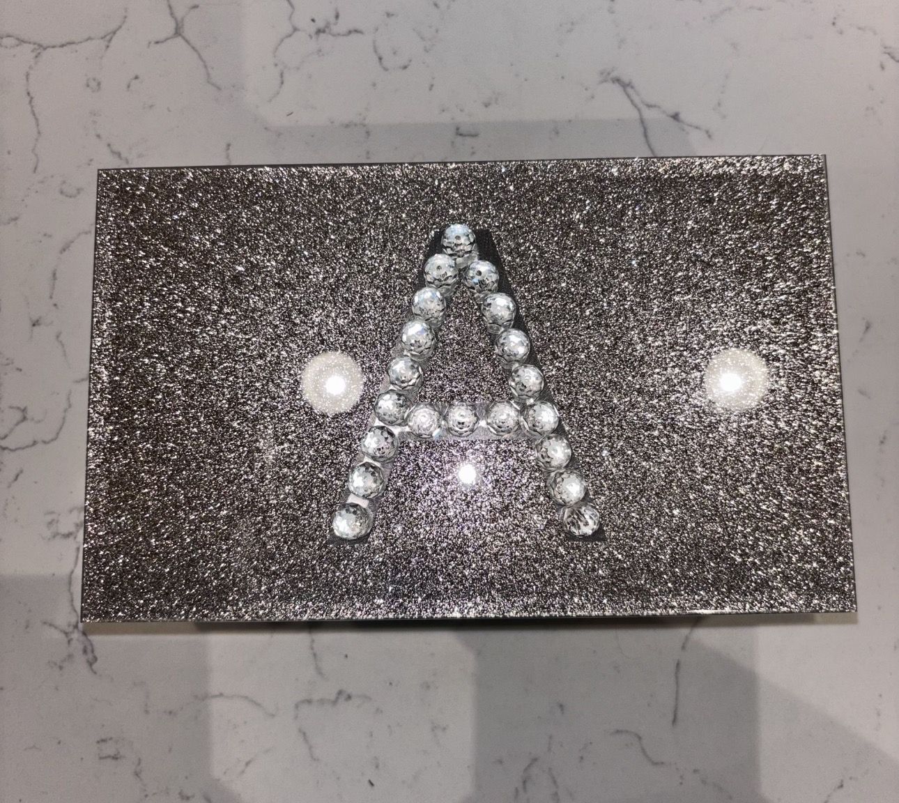 Gold Glitter “A” Jewelry Box