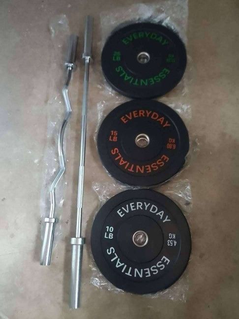 Olympic Bar $99, Curl Bar $69, Bumper Weight Plates $1.39 Per Pound