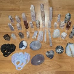 Crystals (Pink amethyst, Green Flourite, and more!)