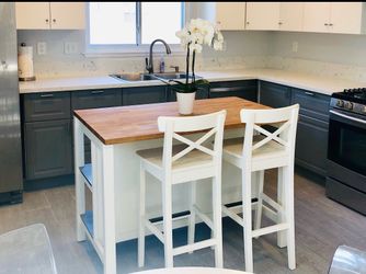 IKEA STENSTORP Kitchen Island & 2 Bar Stools