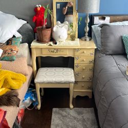 Yellow Wooden Hand Painted Vanity 