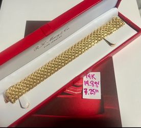 14K Yellow Gold Bracelet For Wedding 14.8Gr 7.25 Inches Long