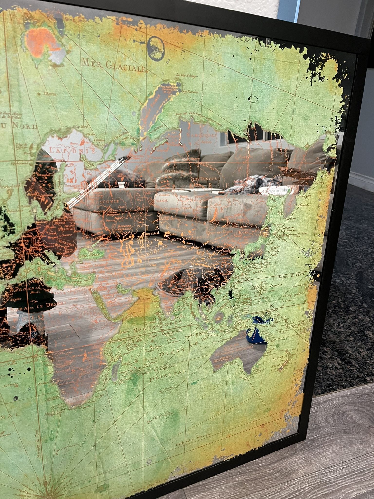 World Market Map Mirror