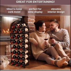 23 Bottles Arched Metal Wine Rack - fits Big Bottle Sizes, Black Free Standing Bottle Holder Storage Stand, Floor Iron Cabinet, Gift Birthday 