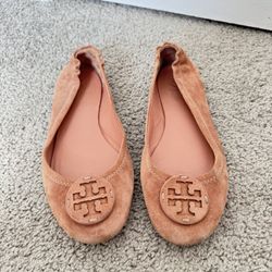 Tory Burch Women's Suede Leather Minnie Ballet Flats Malva Size 6.5 M