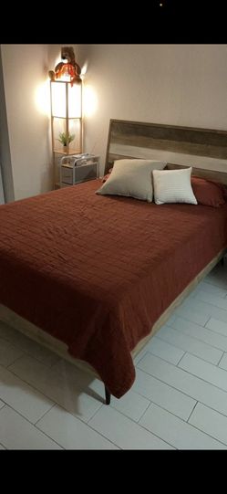 Beautiful Wooden Queen Bed And Night Stand