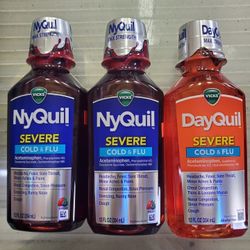 Nyquil and Dayquil Severe Cold and Flu 3 12oz Bottles 