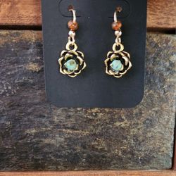 Gold & Turquoise Succulent Earrings
