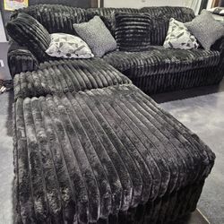 Black Midnight Madness Sectional Ottoman Combo