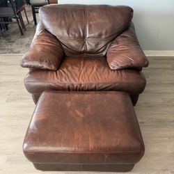 Brown leather sofa