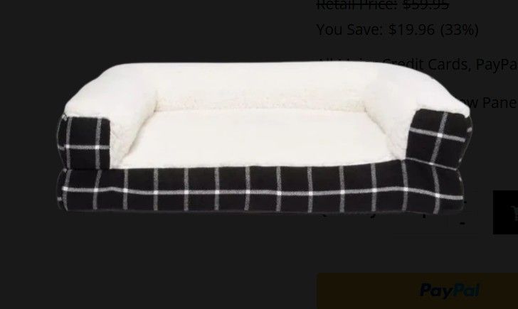 Boots & Barkley™ Window Pane Plaid Pillow Couch Dog Bed - (BRAND NEW)