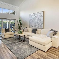 Bernhardt Modular Sectional Couch + Rug + Tables + Wall Art – Designer Living Room Set