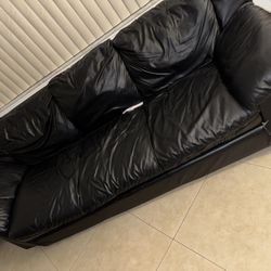 Black Leather Sofa With Pull Out Bed 
