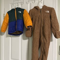 TNF toddler reversible puffer and one-piece
