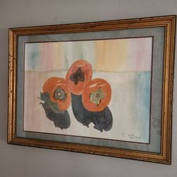 Beautiful Vintage Persimmon Watercolor 