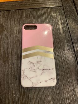 Pink and white iPhone 8+ phone case