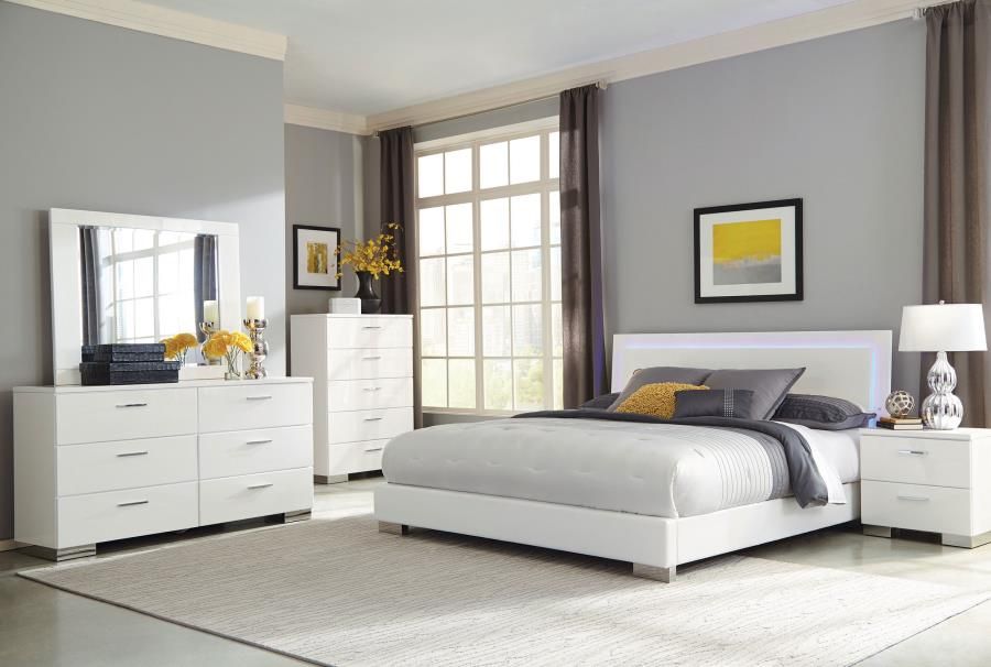 Felicity 5-Piece Queen Bedroom Set – White High Gloss