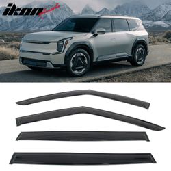 Fits 2024-2026 Kia EV9 Window Visors Vent Rain Wind Sun Guards Deflectors Tape-On