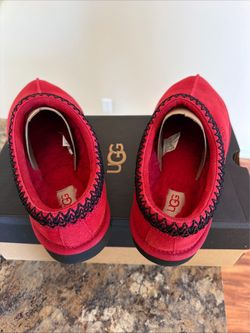 UGG Red Suede Slippers with Black Trim